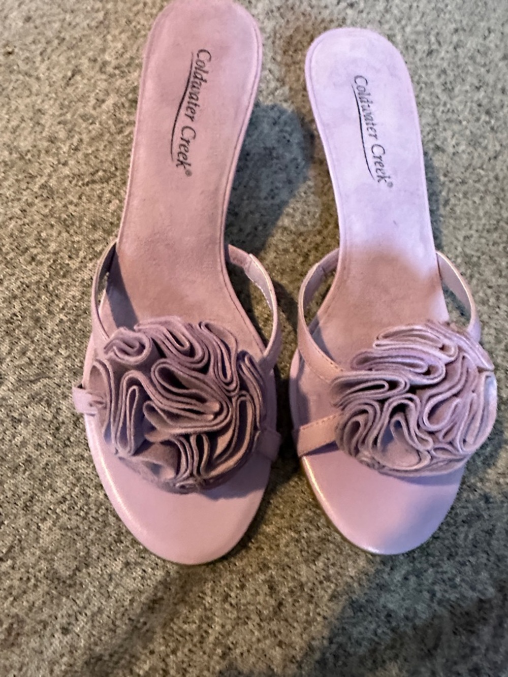 Coldwater Creek Lavender Floral Rosette Slip-On Mules sz 8.5